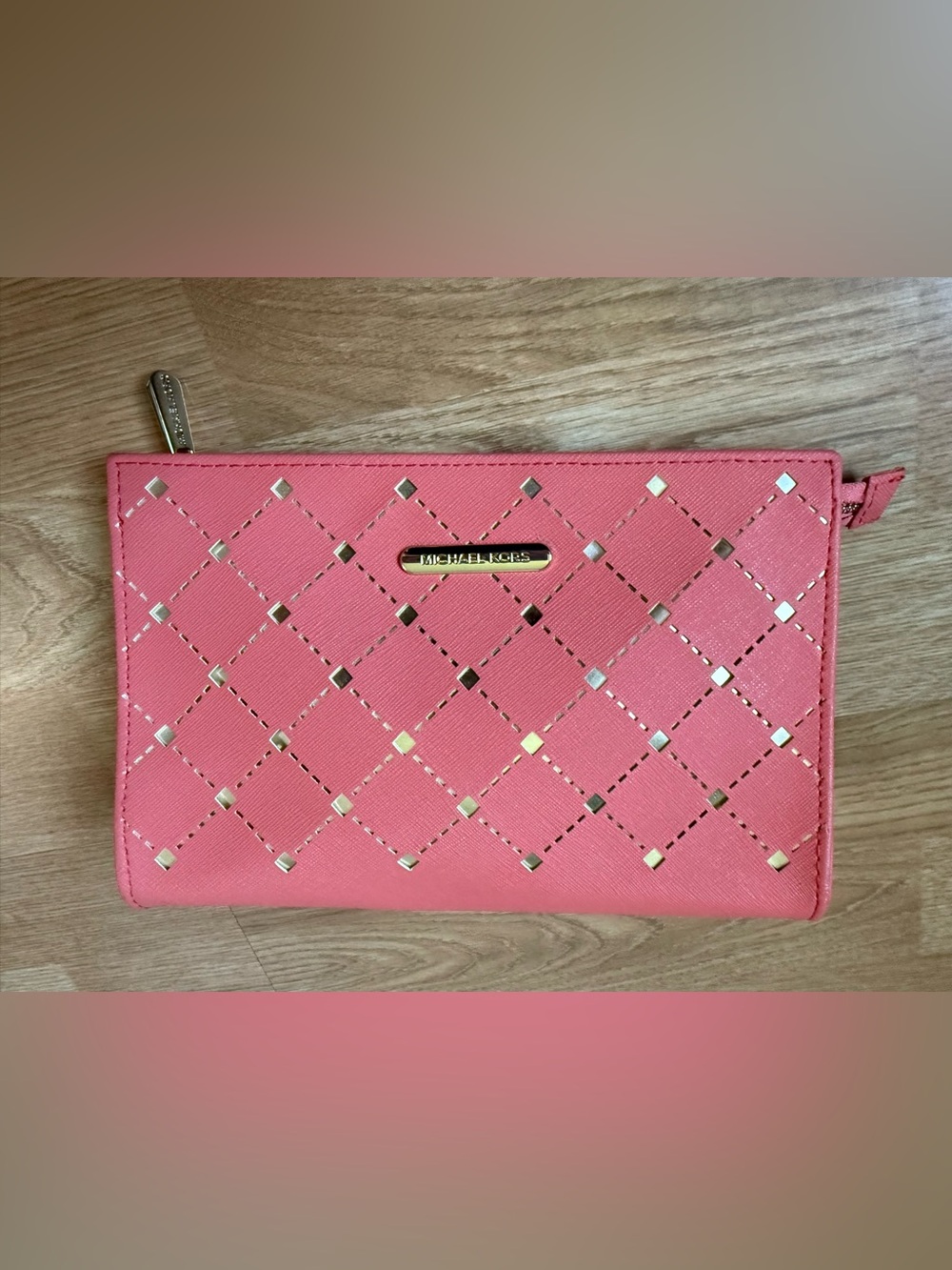 Michael Kors Pink Makeup Bag with Gold Accents